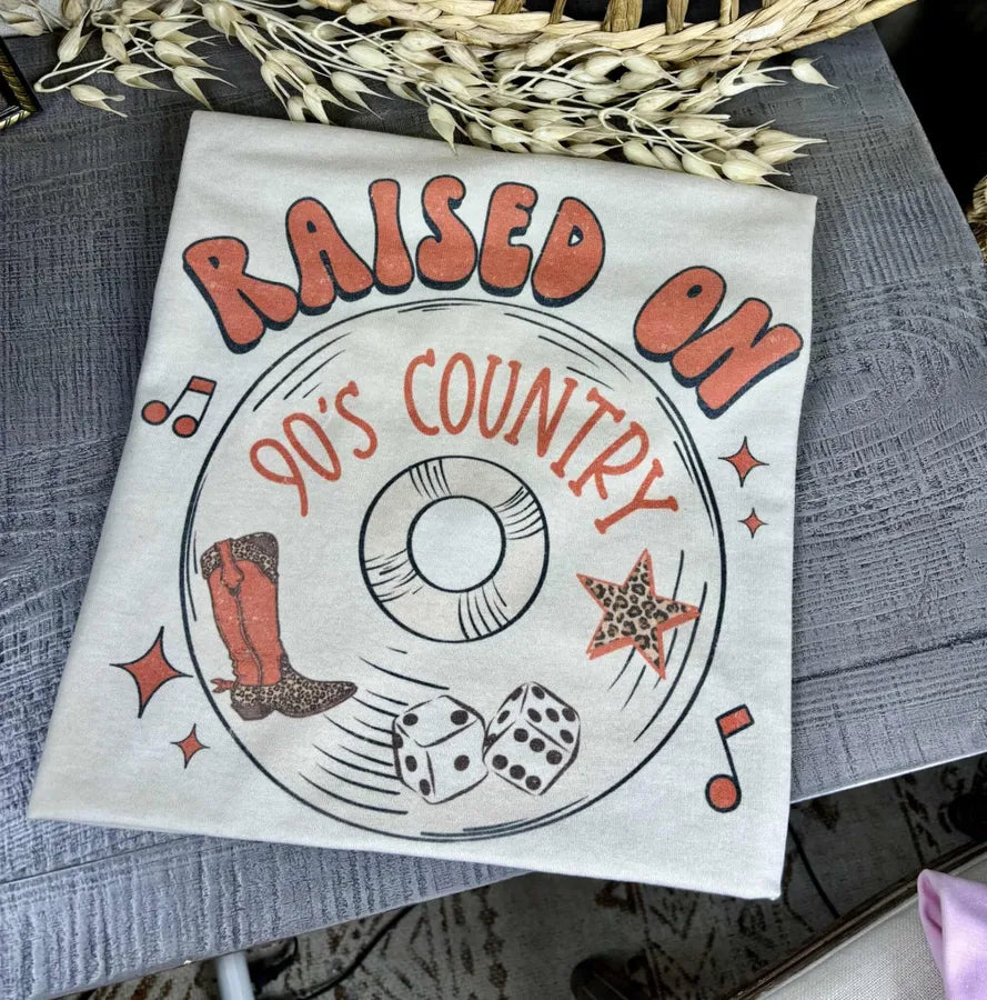Raised on 90's Country Graphic T-Shirt – Retro Country Music Tee | Soft Unisex Cotton
