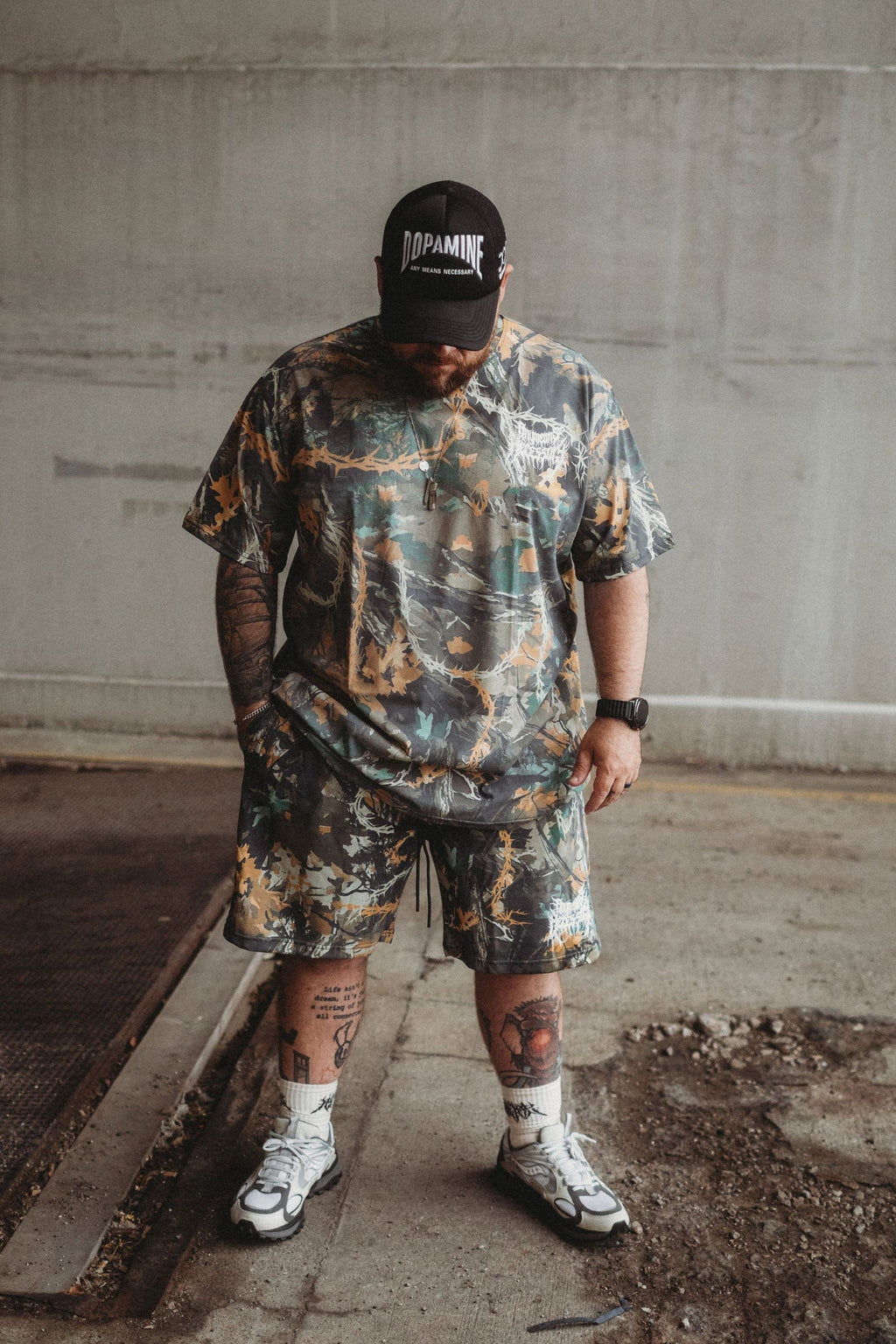 Mayhem T-Shirt – Hand Drawn Camo Graphic Tee with Hidden Skulls | 100% Cotton Relaxed Fit