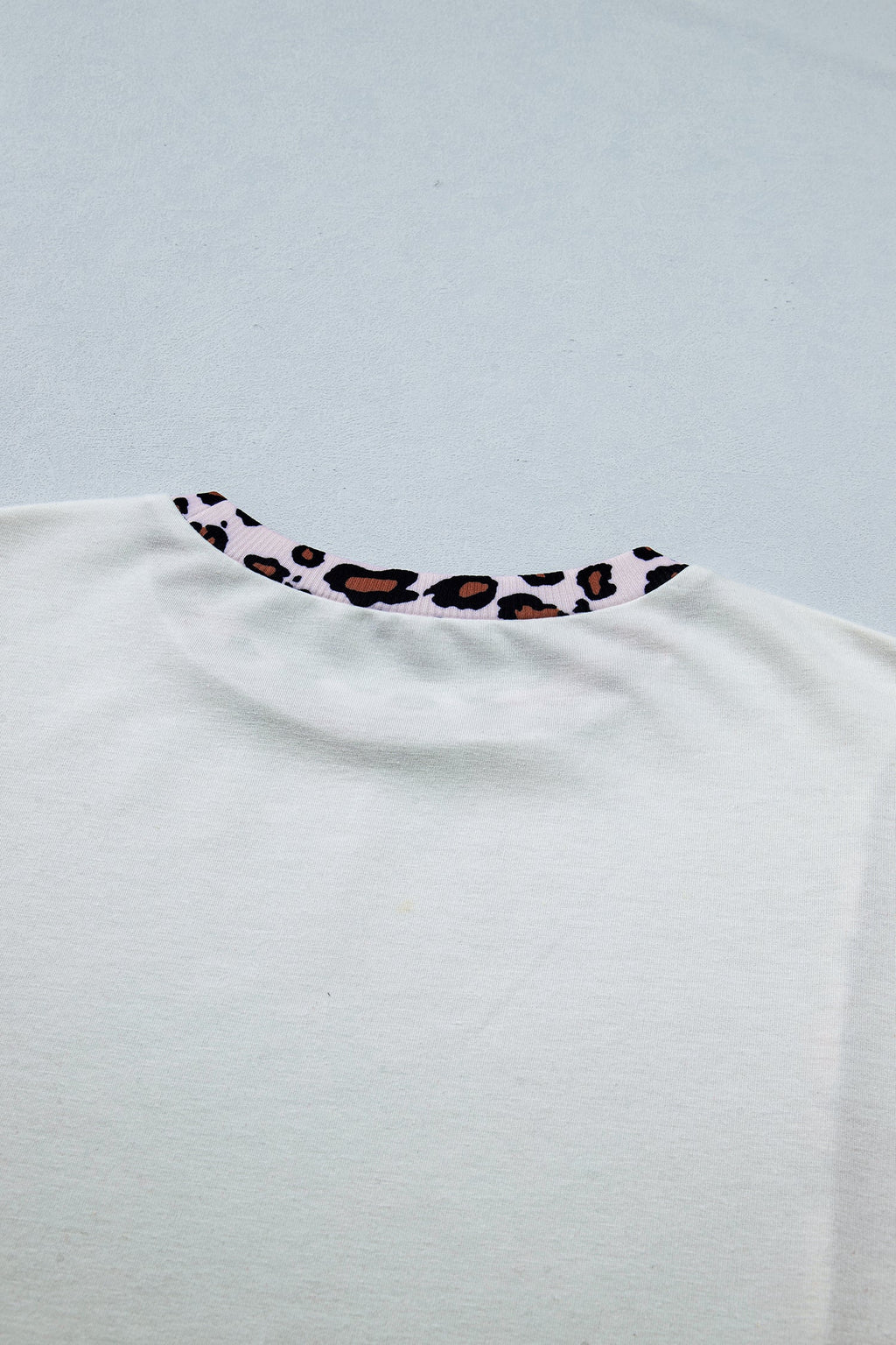 Leopard Ribbed Patchwork Uneven Hem T-Shirt