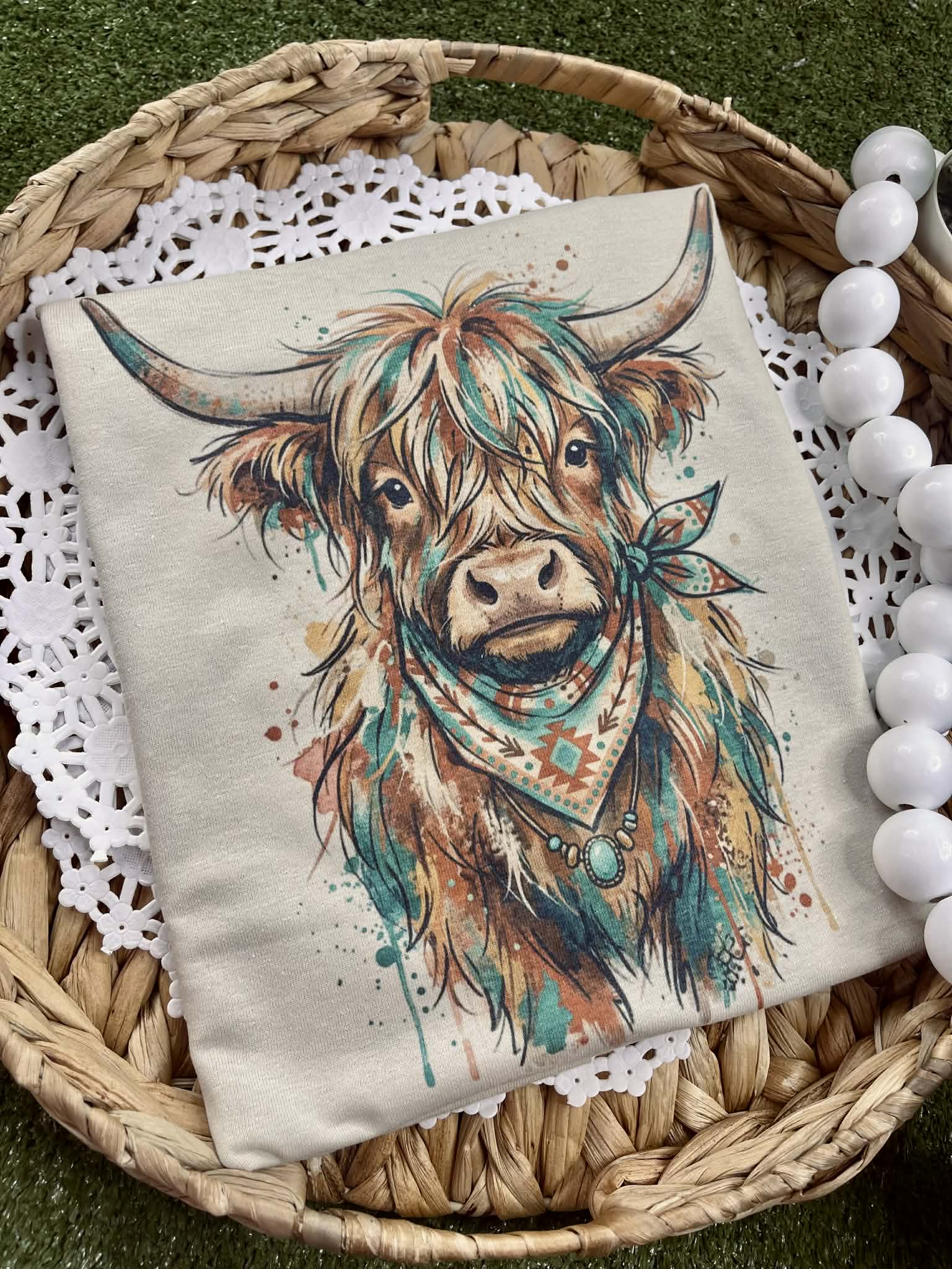 Rust and Turquoise Highland (Gildan Tee)