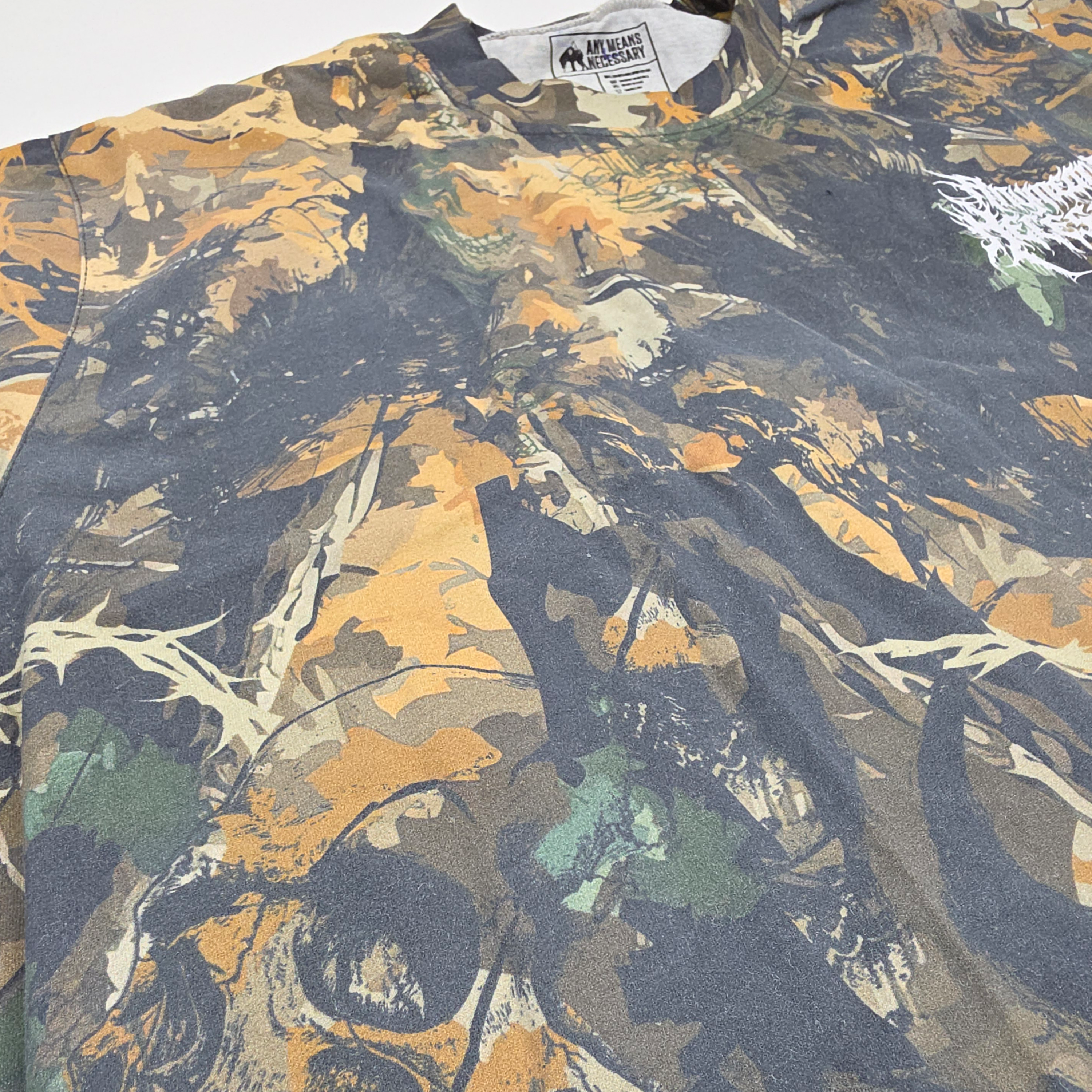 Mayhem T-Shirt – Hand Drawn Camo Graphic Tee with Hidden Skulls | 100% Cotton Relaxed Fit