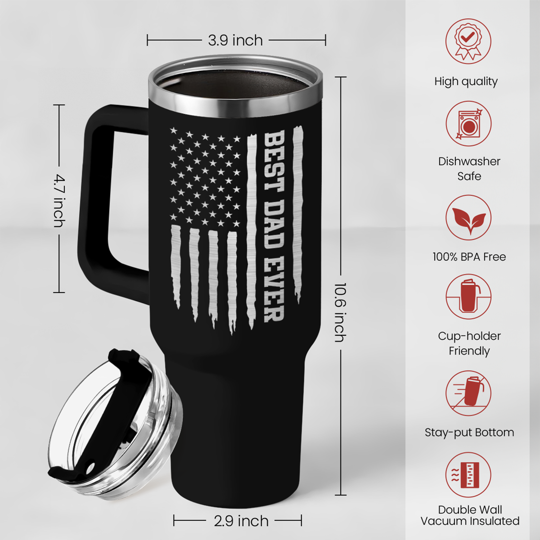 Best Dad Ever 40oz Stainless Steel Insulated Tumbler with Handle