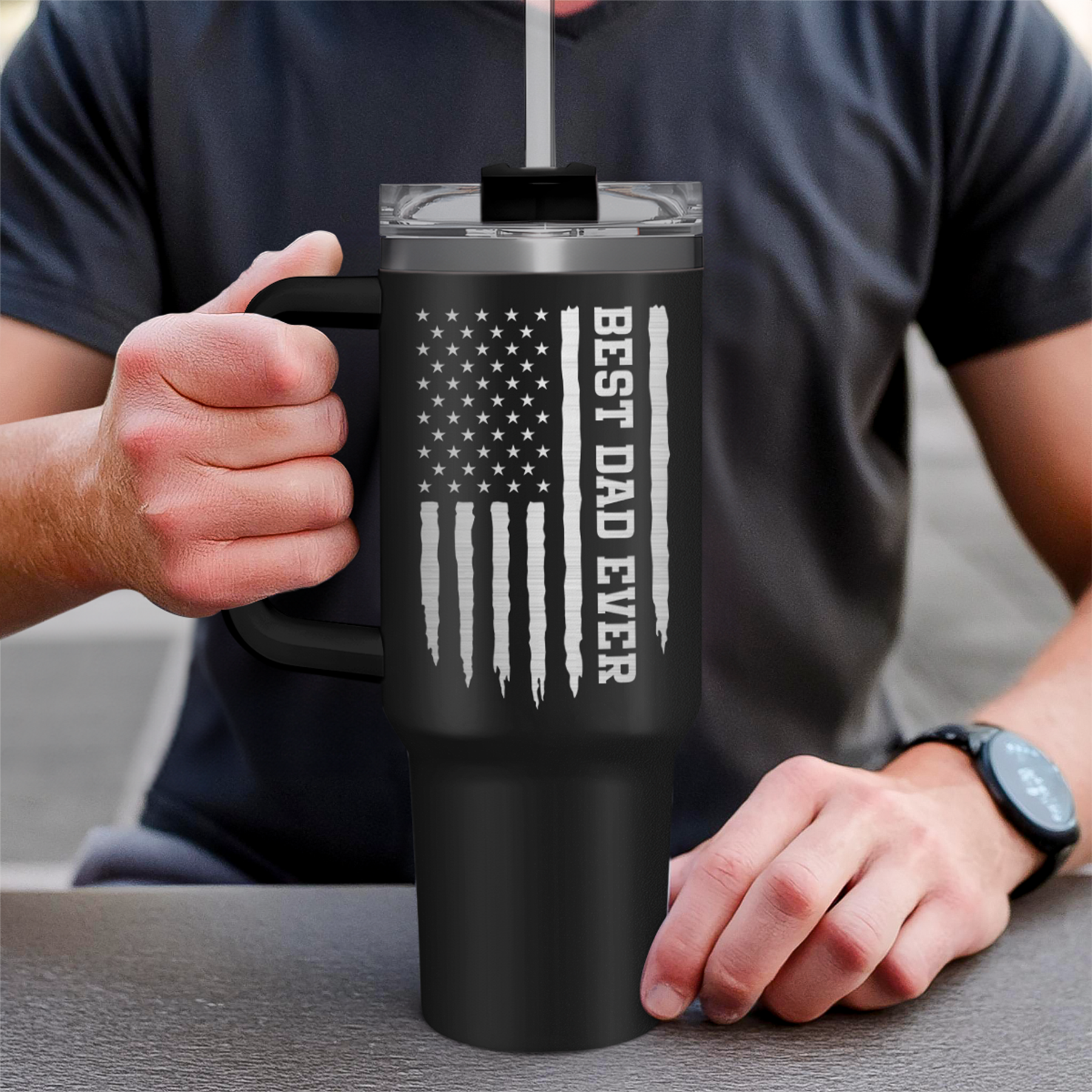 Best Dad Ever 40oz Stainless Steel Insulated Tumbler with Handle
