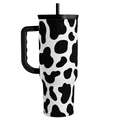 Cow Tumbler with Handle 40oz, Cow Print Cup Stainless Steel Tumblers Coffee Travel Cups with Slider Lid, Cow Gifts for Women Birthday Christmas Mothers Day