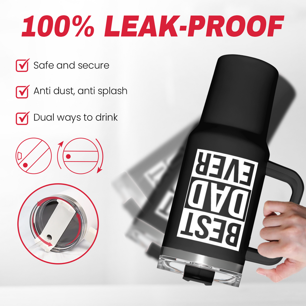 Best Dad Ever Tumbler with Handle 40oz Stainless Steel Insulated Coffee Cup