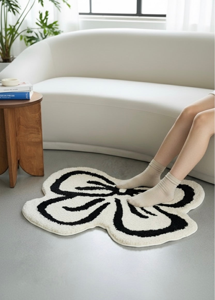 Coquette Bow Accent Rug - white
