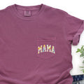 Mama, Retro Floral, Pocket Tee Comfort Colors T-Shirt