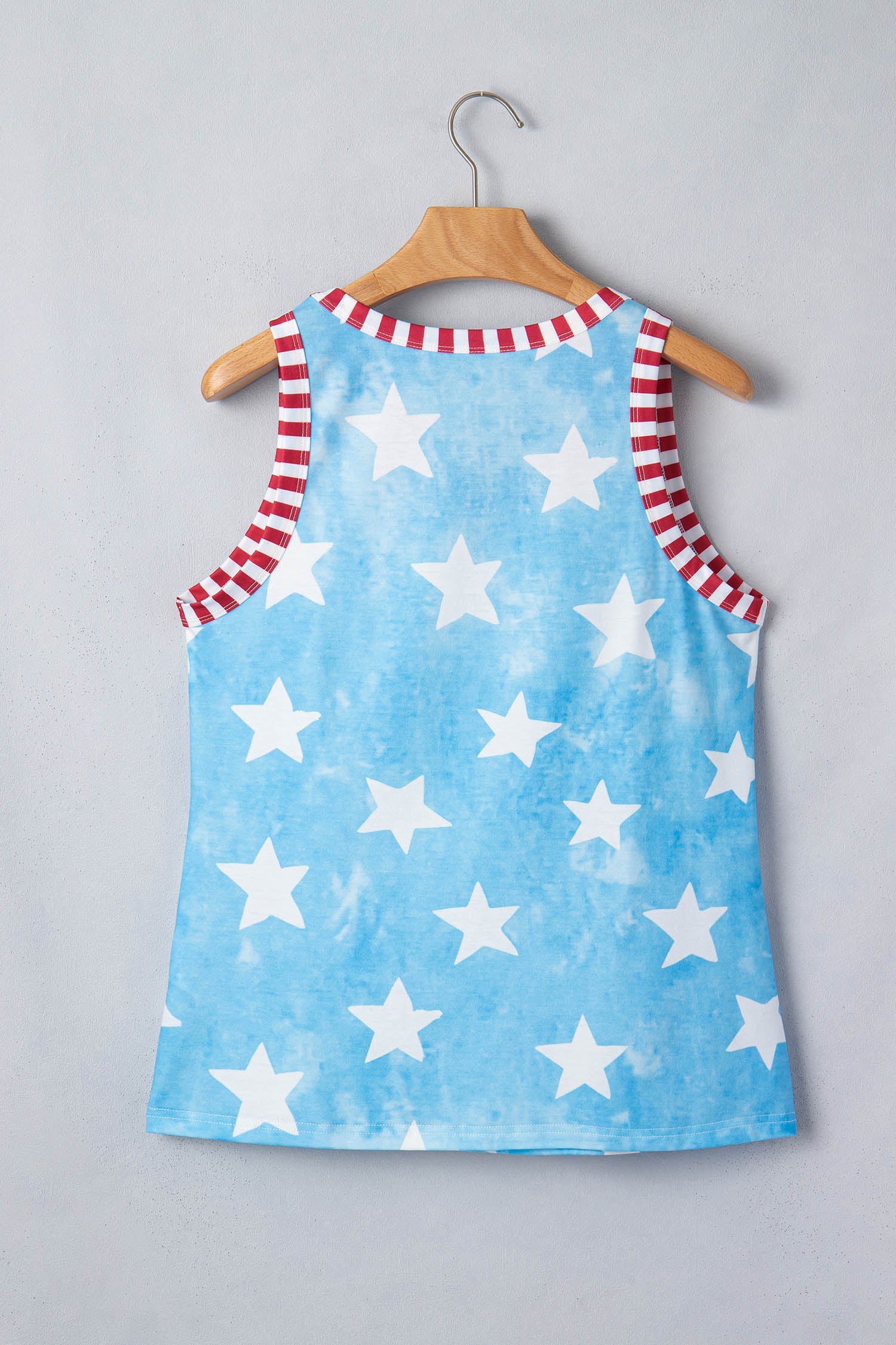 Americana Stars Stripe Trim Round Neck Tank Top