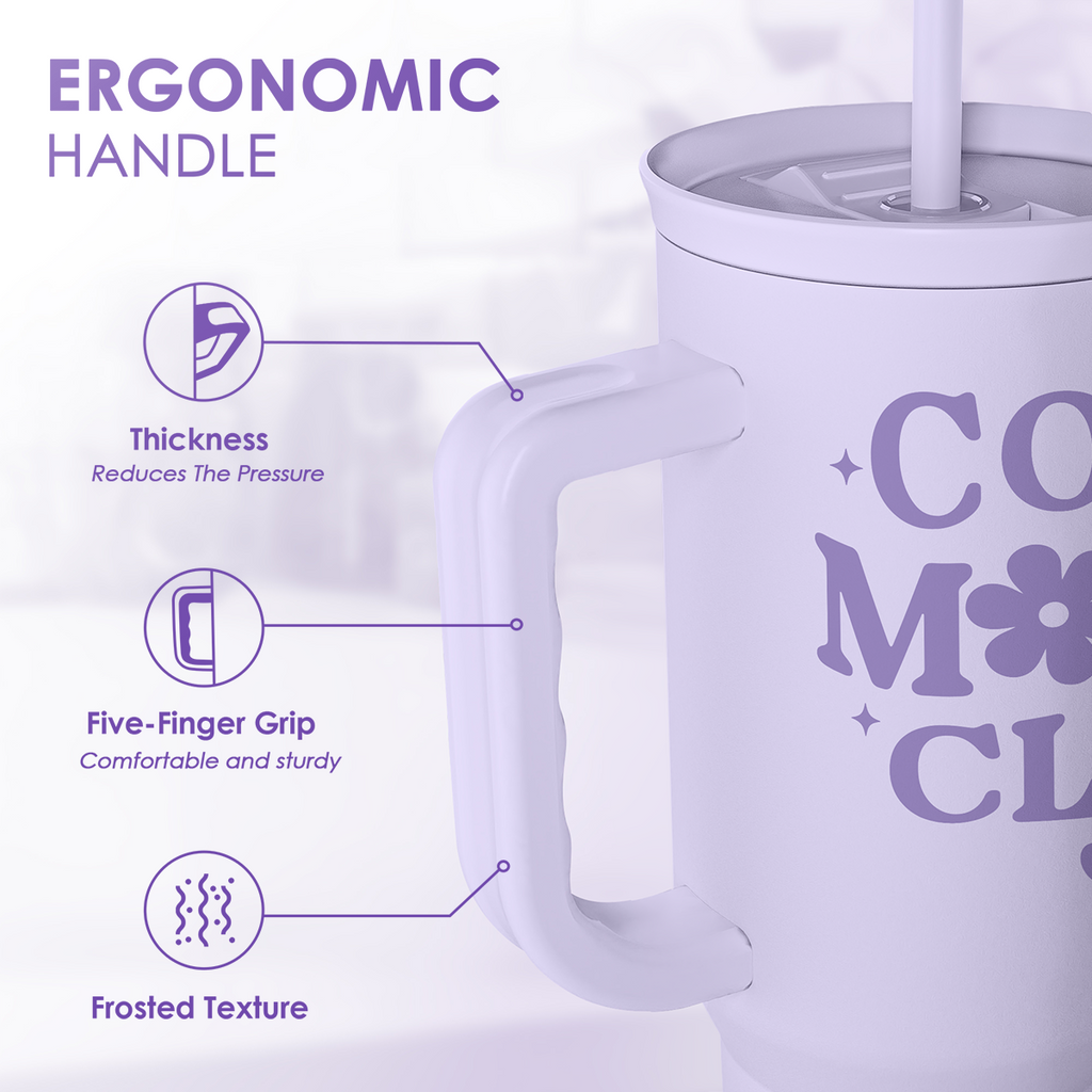Gift for Mom - Cool Mom Club Stainless Steel Tumbler with Handle, Travel Coffee Mug for Moms - Gifts for Birthday Christmas Mothers Day, 40oz